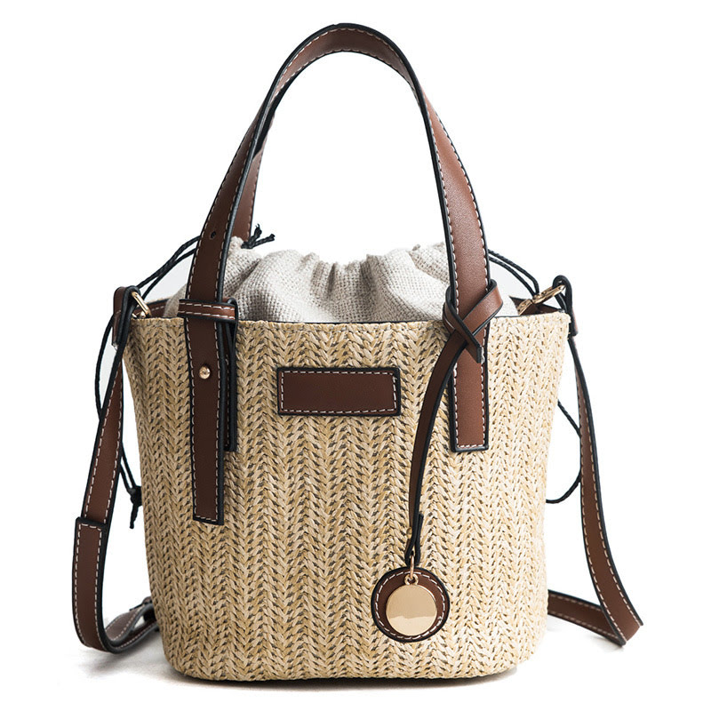 Summer Straw Hand-knitted Cylinder Buckets Bag Crossbody Bag - The Bags