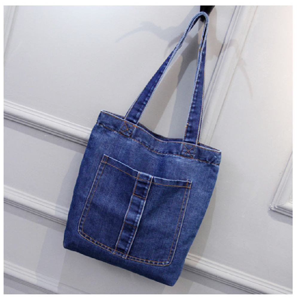 A01-Denim Cotton Multipurpose Shoulder Bag -Dark Blue - The Bags Garden